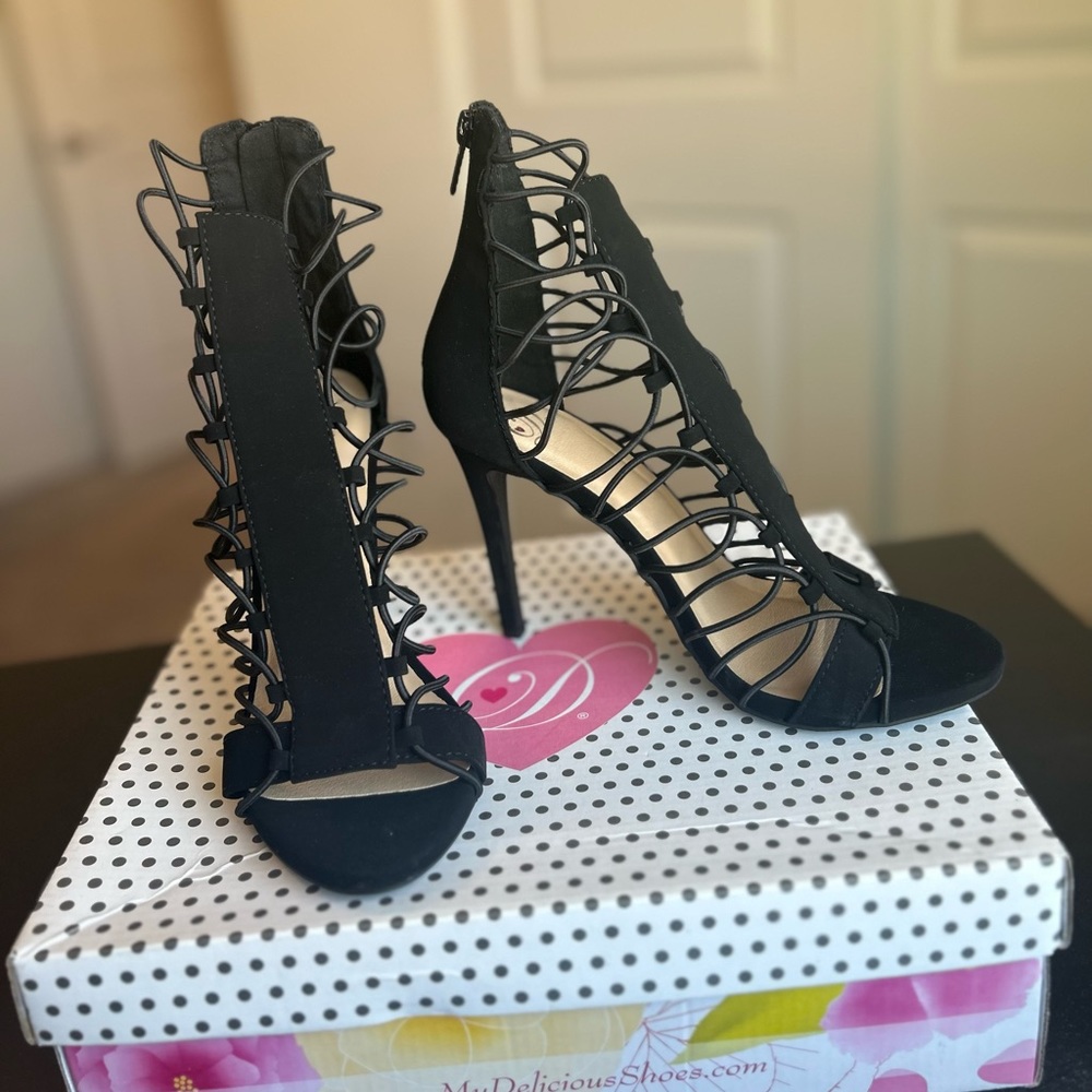 Open Toed Black Heels